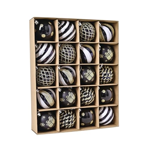 クリスマス ボール オーナメント SVNVIOZ 北欧風 20個セット 6㎝ ゴールド ブラック ホワイト ボール クリスマスツリー 飾り 豪華 多種類 おしゃれ デコレーション