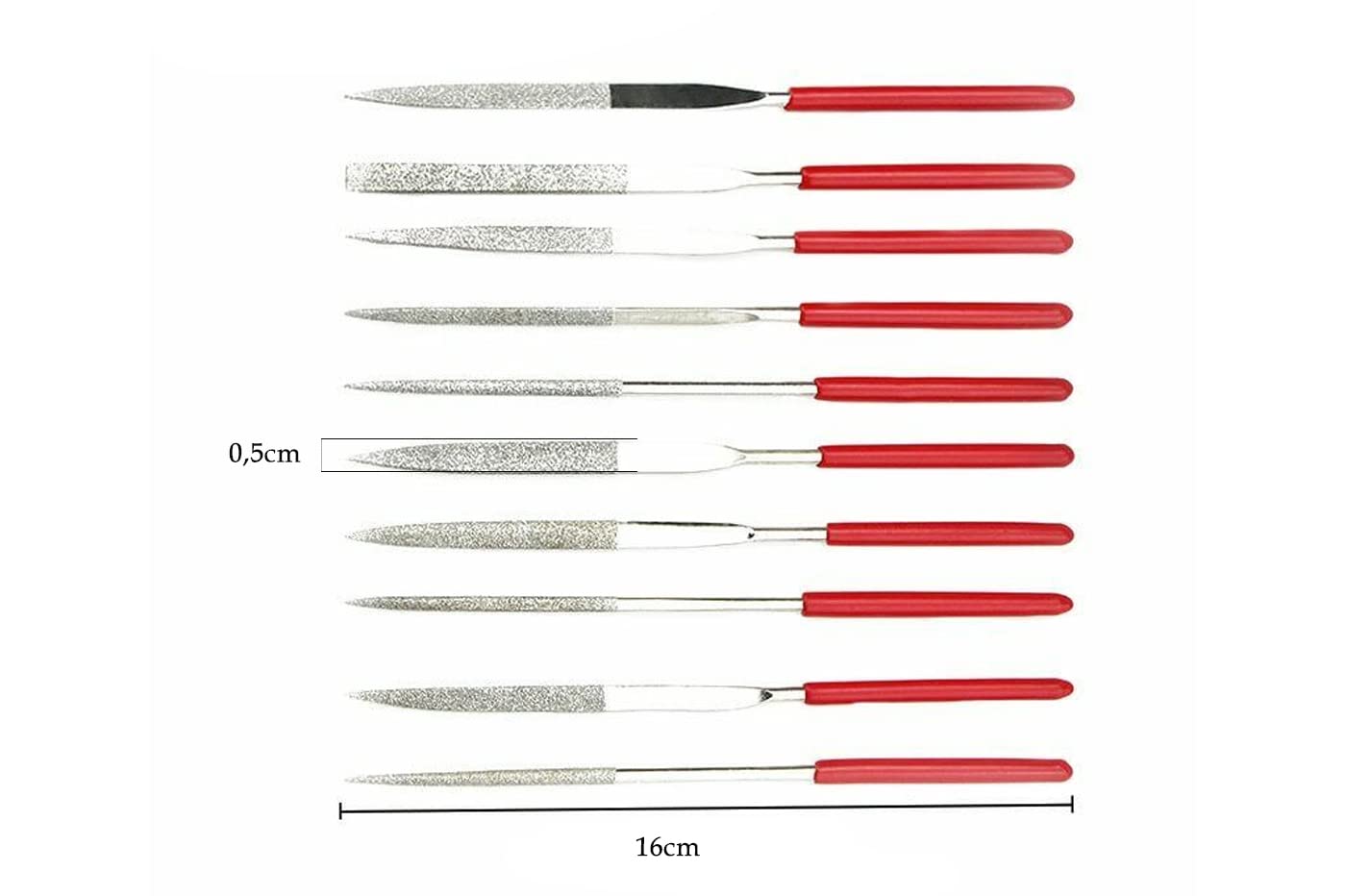 Set 10 Lime ad Ago di Precisione Diamantate 160mm Raspe per Metallo Legno