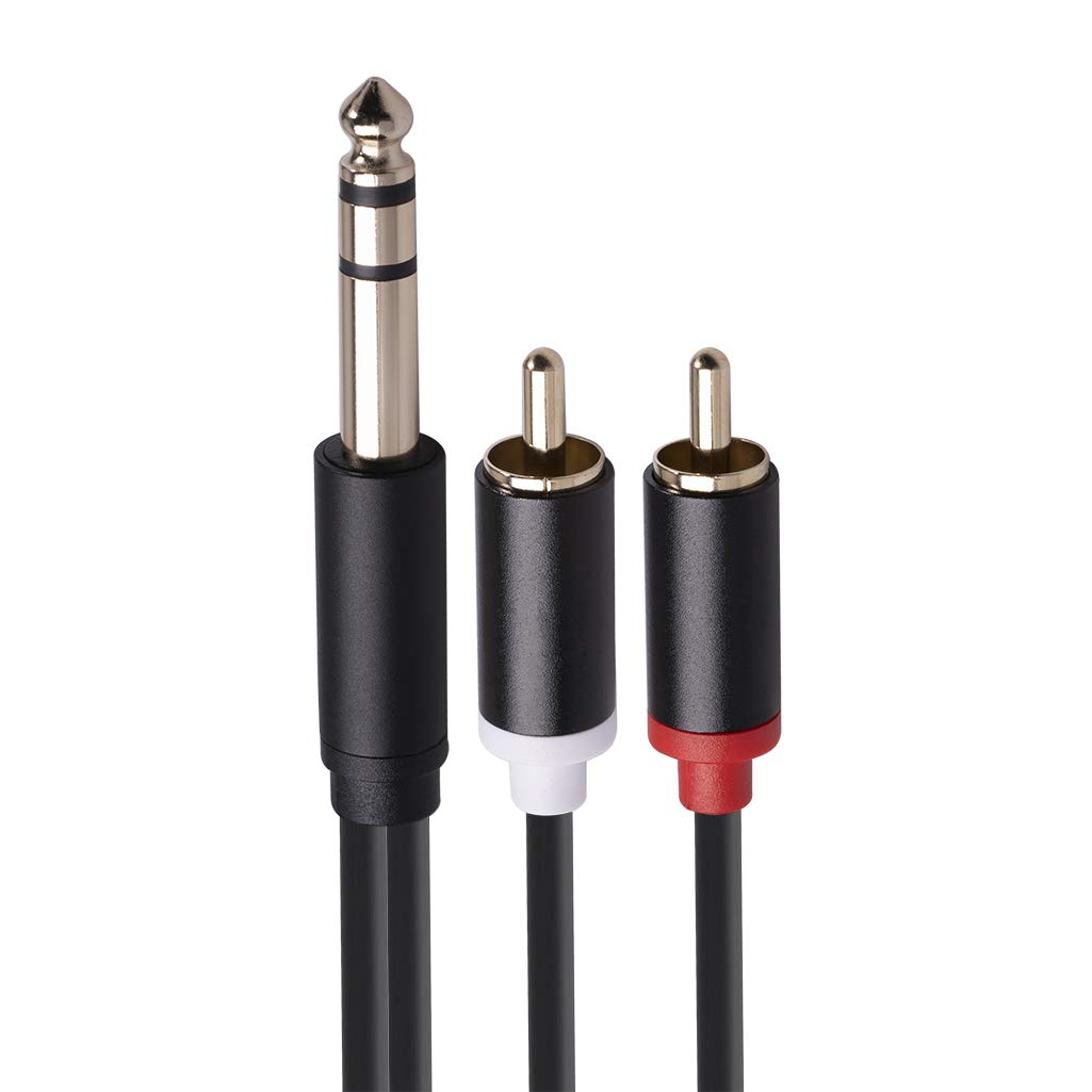 Cable de audio dual de 6,35 mm a 2RCA para mezclador de DVD, amplificador Conectable, 2m
