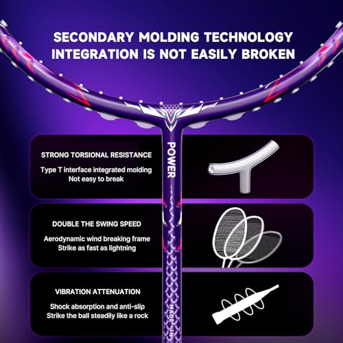Image of Badminton Racket,Badminton Rackets,Both Offensive and Defensive,Lightweight 75g All Carbon Fiber One-Piece Molded Professional Durable Single Racket,Including 1 Ball Bag
