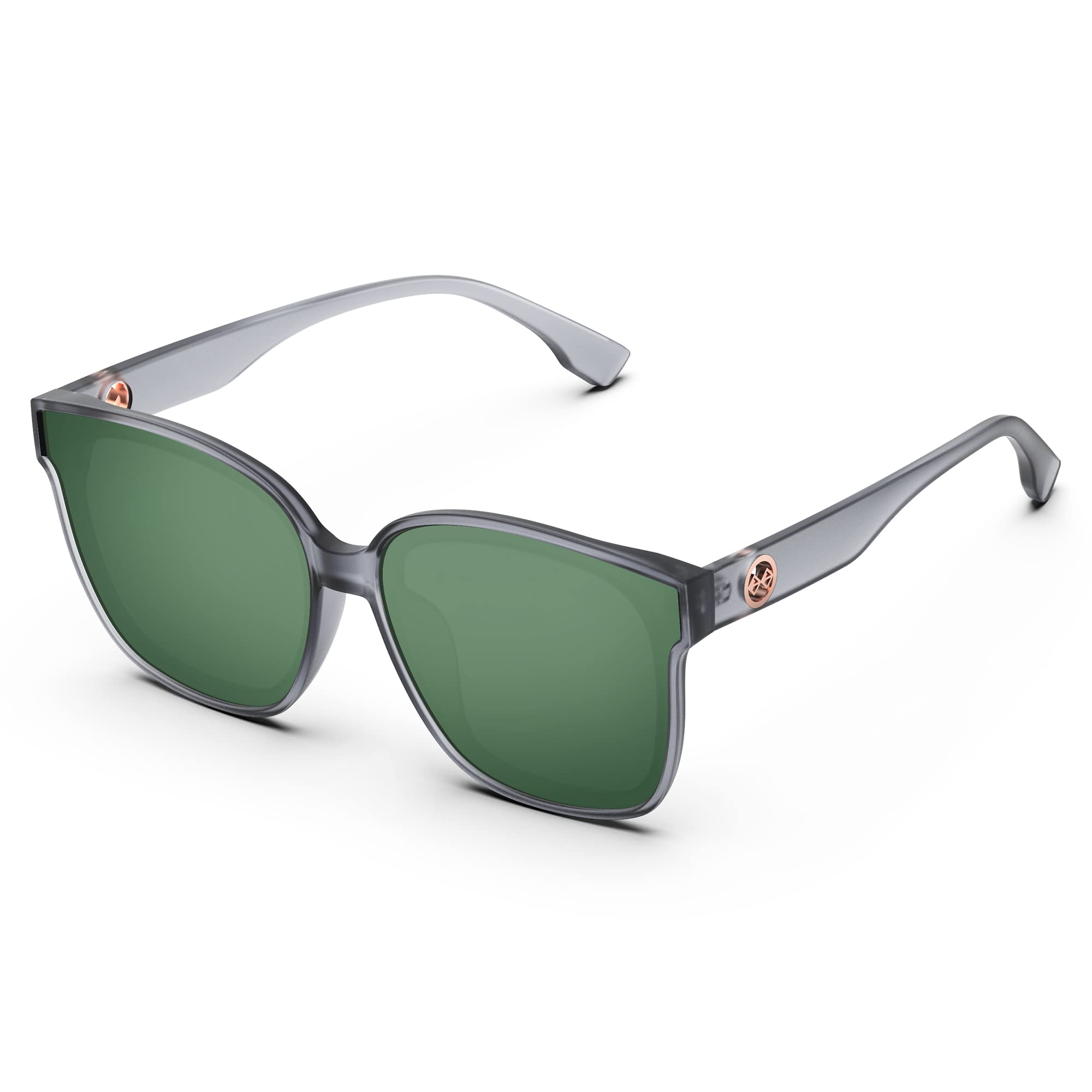 Women Sunglass Oversized Square Design polarized UV 400 Protection Woman Eye Driving Traveling Trendy Sunglasses, Green Gray, 55MM