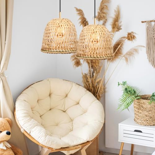 Image of Pendant Light Lampshades Woven Lampshade for Room Warm Light Rustic Style
