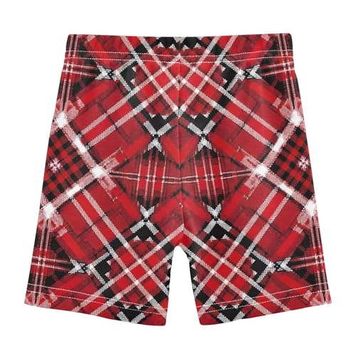 Toddler Girls Biker Shorts Cotton Under Shorts for Dresses Red Plaid Tartan Xmas Summer Clothes 4t2