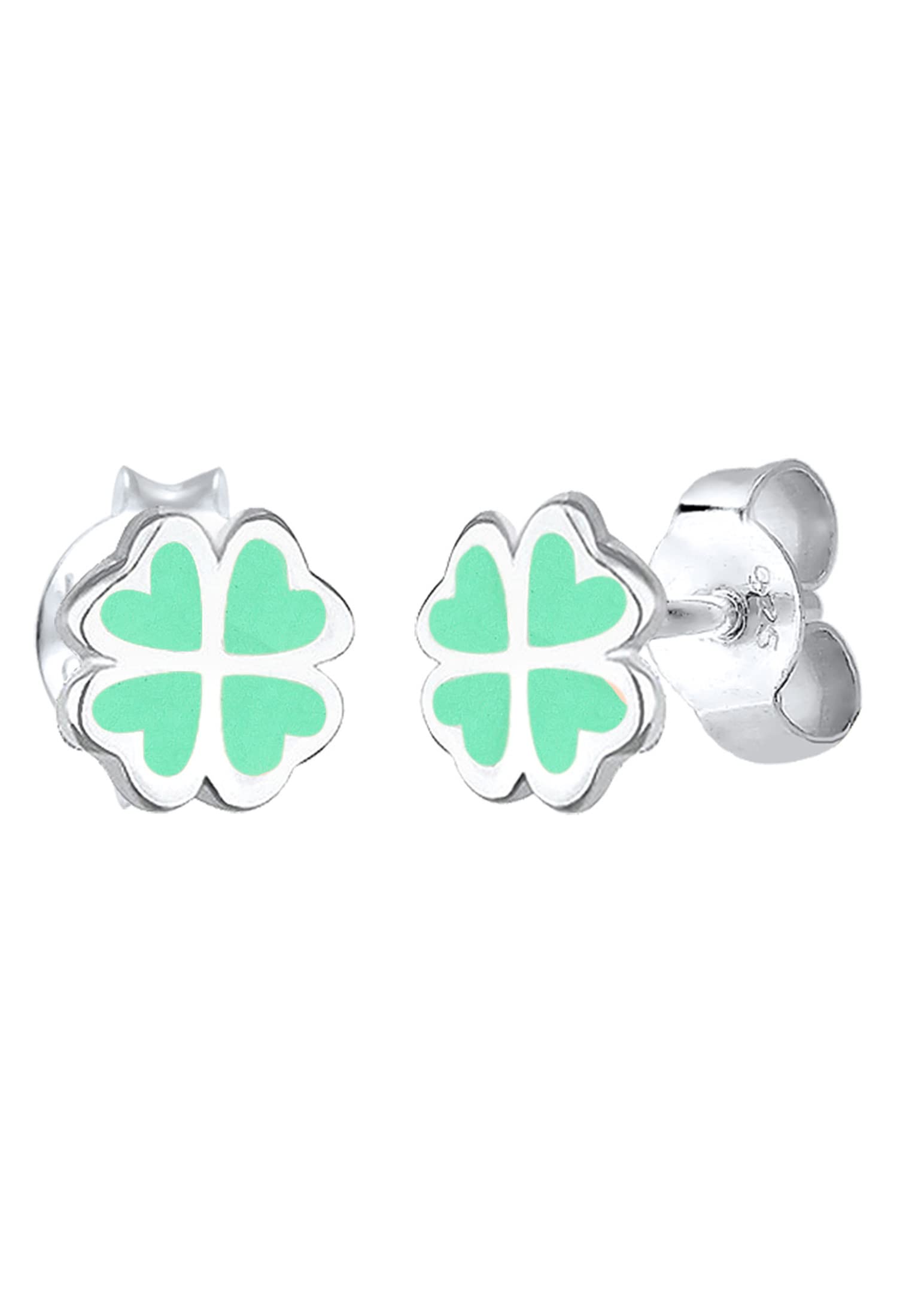 Elli Ohrringe Kinder Kleeblatt Glücksbringer Emaille Grün in 925 Sterling Silber