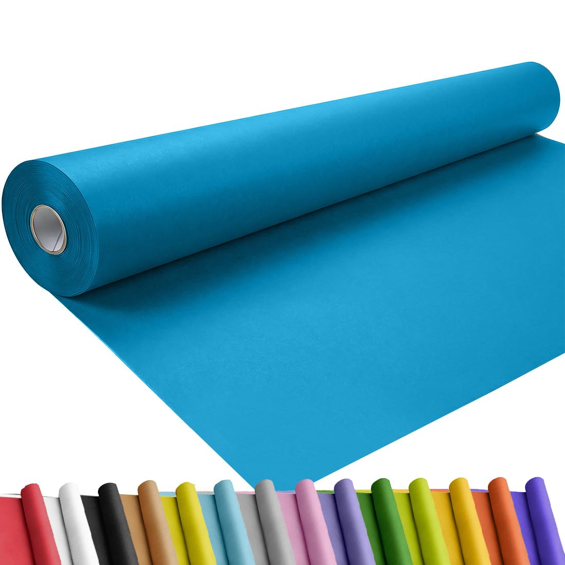 SMART&amp;CASUAL 48" x 1,500" (125') Lake Blue Kraft Craft Paper Roll for Gift Wrapping Bulletin Board Bouquet Flower Art Packing Parcel Table Covering 80GSM 55LB (Lake Blue, 48" x 125')