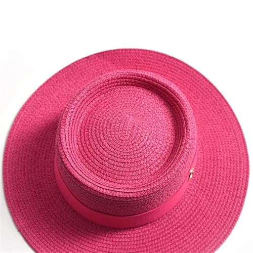 Women Summer Straw Sun Hats For Women Ladies Flat Brim Ribbon Beach Hat Travel Dress Cap3