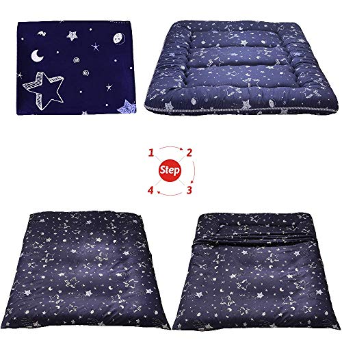 Image of MAXYOYO Navy Star Futon Mattress Japanese Tatami Mat Foldable Futon Portable Camping Mattress Kids Sleeping Pad Floor Couch, Full