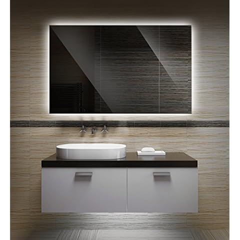 Bilderdepot24 Badezimmerspiegel mit Beleuchtung LED Spiegel - 90x60 cm -Badspiegel mit Licht - Design Spiegel für Bad und Gäste WC hinterleuchtet Cover