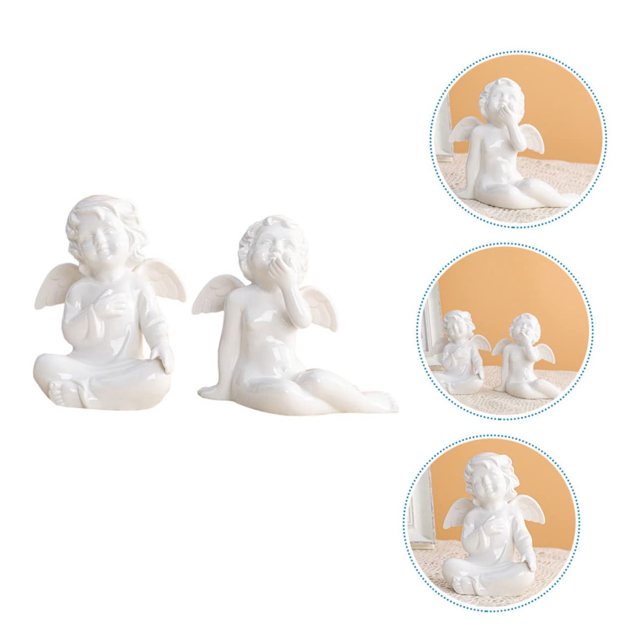 Keramik Engel Skulptur Für Wohn Gartendekoration Handliche Tischdeko Mit Flachem Boden Robustes Material Als Geschenk Zur Hauseinweihung Und Hochzeitsfeier