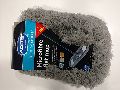 Addis 508871 Microfiber Flat Mop Vervanging Refill Head, Grijs, 15,5 x 27,5 x 3 cm
