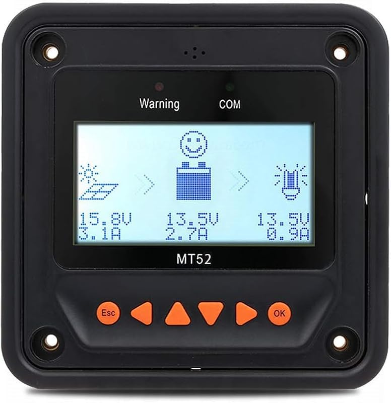 Medidor remoto EPEVER MT-52 com display LCD e comunicação RS485 para controladores TracerAN, BN e TRIRON