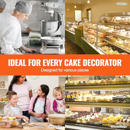 Image of VEVOR Cake Decorating Machine, Cake Cream Spreading Coating Smearing Machine, Low Noise Cake Frosting Machine, Turntable with Adjustable Scraper, for 6 inch to 14 inch Cake, 25-320RPM Rotating Speed, White