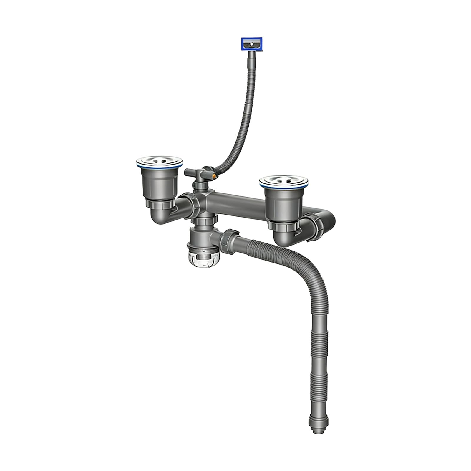 Strong PP & Steel Sink Drain Pipe Flexible Sink Waste Pipe with Enhances Flows Channel to Clogging for Kitchen Permanent Kitchen Drain