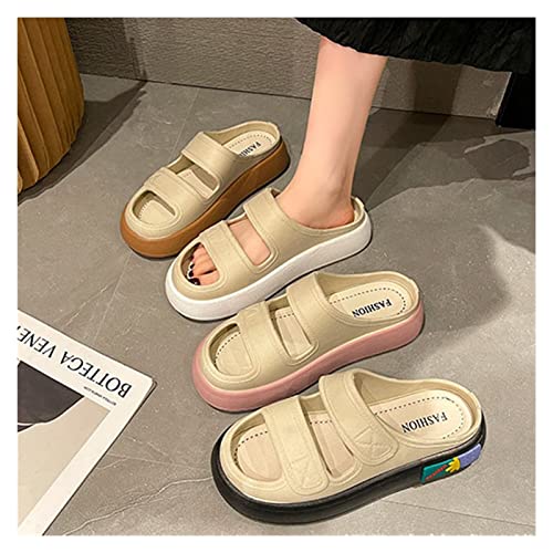 Beach Sandals Sandals Female Cute Versatile Fashion Trend Muffin Bottom Slippers Pillow Slippers(White,36-37)4