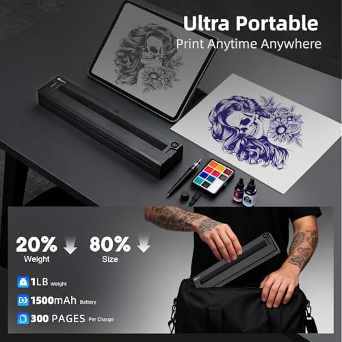 Image of Milestone M9 Tattoo Stencil Printer, Wireless Bluetooth Thermal Portable Stencil Machine for Tattooing, Upgraded 2 in 1 Professional Tattoo Stencils & Document Printer Compatible with iOS /Android /PC