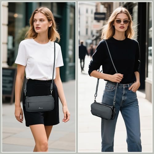 Small Crossbody Travel Bag for Women, Water-Resistant Nylon, RFID Blocking, Organizer with Bottle Slot, Adjustable Rope Strap2