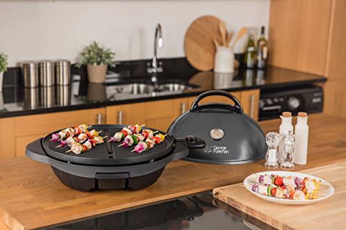 George Foreman Grill 2in1 Elektrogrill [Testsieger]: Standgrill & Tischgrill (Innen- & Außennutzung, Balkon & Küche, Ø44,5cm, Temperaturanzeige, Fettauffangschale, 2400W) Kugelgrill 22460-56