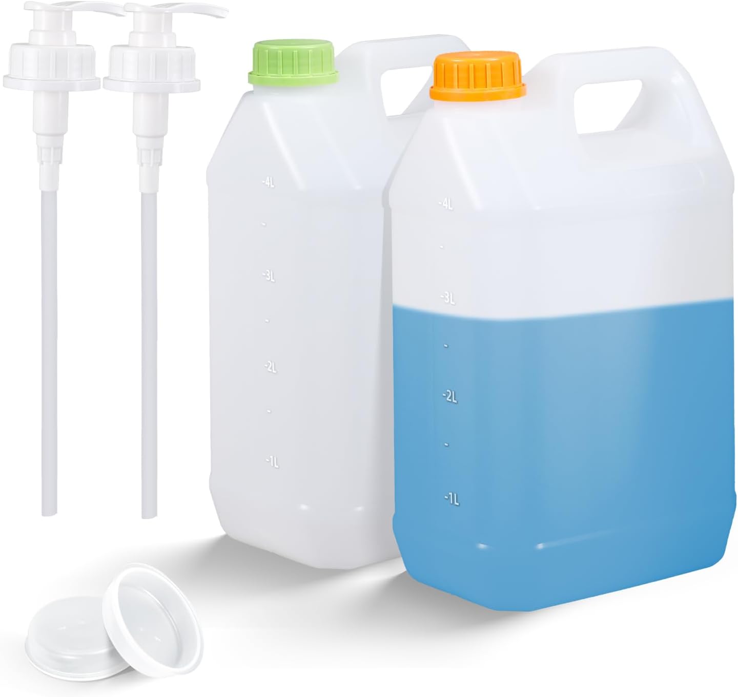 ASEVAT 2 Pcs 1 Gallon Jugs with Caps Empty Plastic Gallon Containers with Lids Oil Container Automotive Square F-Style Plastic Jug for Liquids Water Laundry Soaps Detergents Home and Commercial Use 1 Gallon Translucent