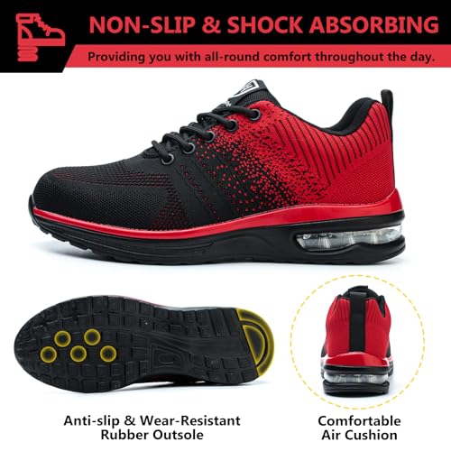 Image of Steel Toe Shoes for Men Women Lightweight Comfortable Work Shoes Indestructible Slip Resistant Safety Shoes for Construction