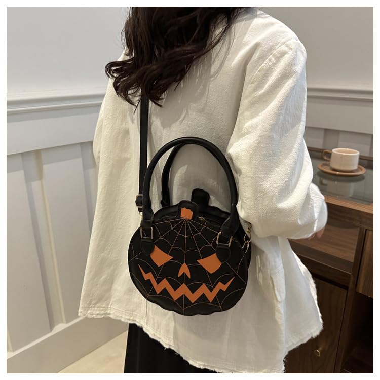 Halloween Purse Pumpkin Purse Crossbody Bag Novelty Devil Shoulder Bag PU Leather Halloween Pumpkin Crossbody Purse3