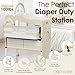 Portable Baby Changing Table with Wheels - Modern Dresser Changing Tables w/Hanging Toys, Laundry Bag, Changing Table Organizer Boxes - Folding Waterproof Baby Diaper Changing Station for Nursery