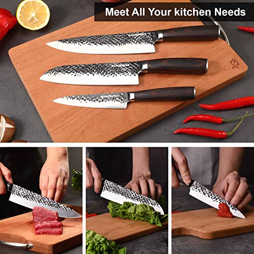 SANDEWILY Chef Knife Sharp Kitchen Knife Set,3PCS High Carbon Stainless