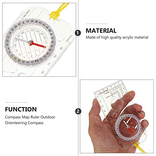 NUOBESTY 3 peças de bússola de mira, bússola, trilha, mapa de sobrevivência, bússola, caça, pesca, b