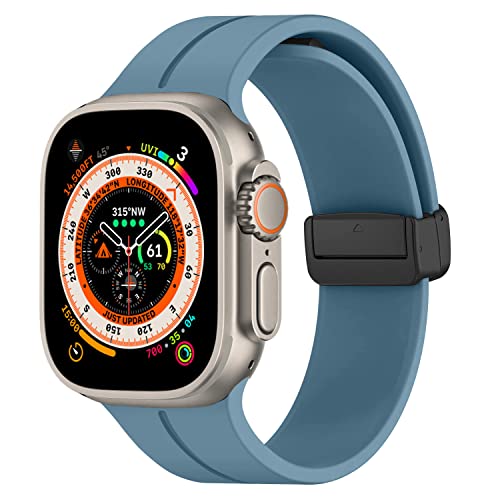 Image of Magnetic for Apple Watch Ultra Band 49mm 45mm 44mm 41mm 40mm iWatch Bands 38mm 42mm Men /Women,Sport Silicone Wristband Strap for Apple Watch Band Series 9 8 /7 /6 /5 /4 /3 /SE 2nd generation /Ultra 2