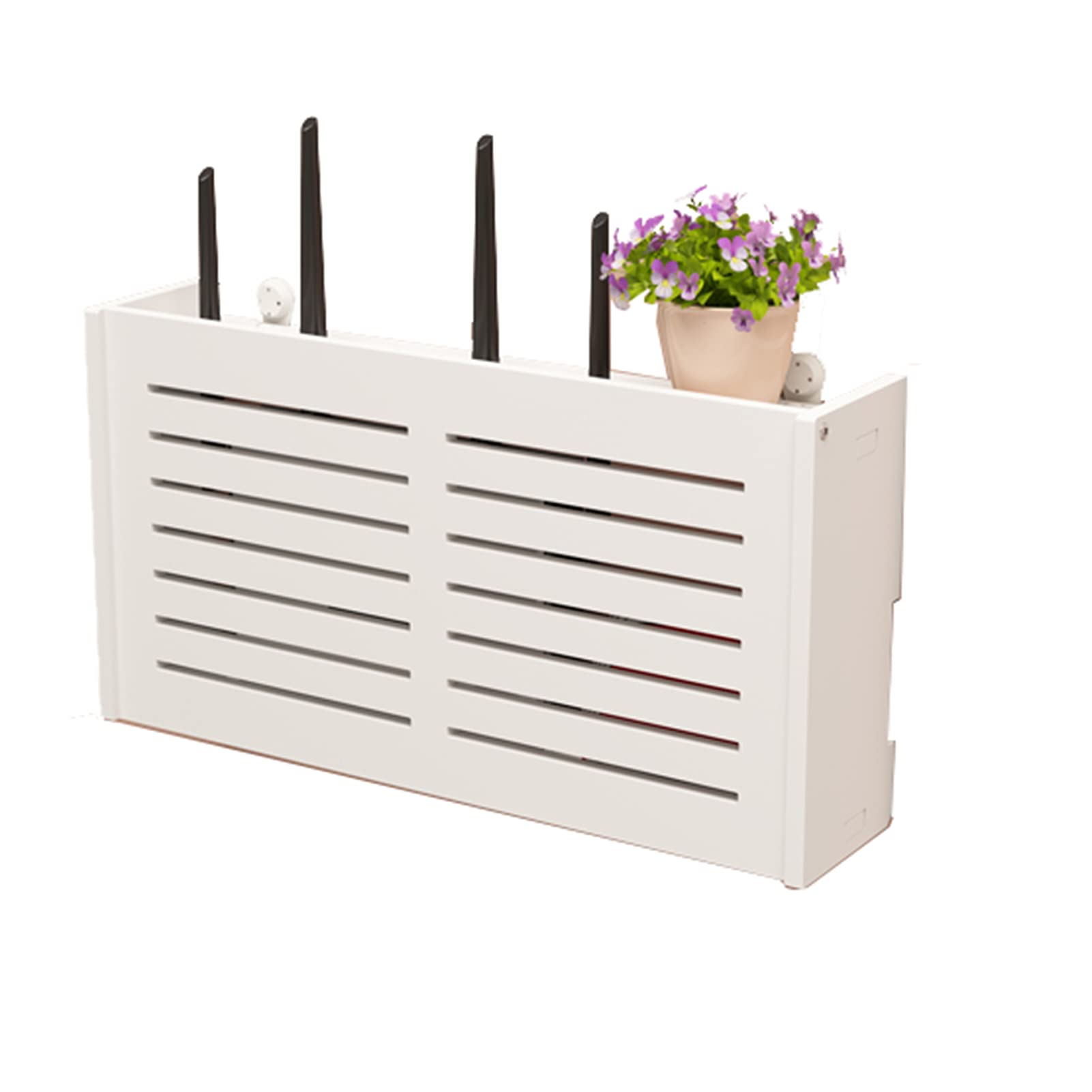 DFANCE WiFi Router Storage Box,Wall Mount Floating Shelf Multi-Function Storage Rack,Living Room Set-top Box Bracket Cover Box Creative Decorative Storage Box,Louver Large