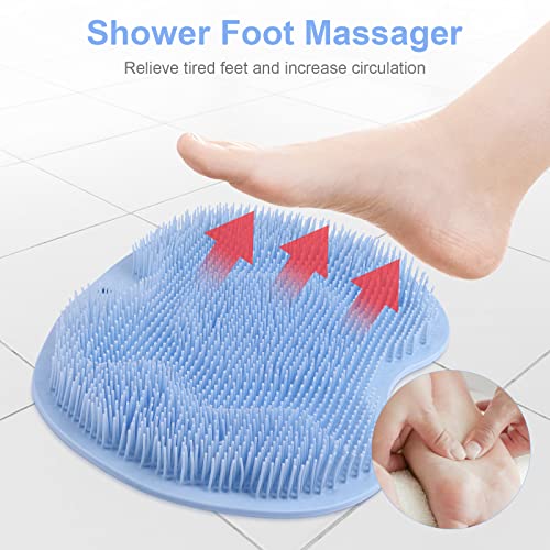 ACWOO Fußbürste Große, Fußwäscher Fuss Wäscher Bath Massage Pad mit Rutschfesten Saugnäpfen, Fußbad Fußmassagegerät Dusche Fußwaschmatte Foot massager für Pediküre, Fußpflege Entspannung(Blau) 5
