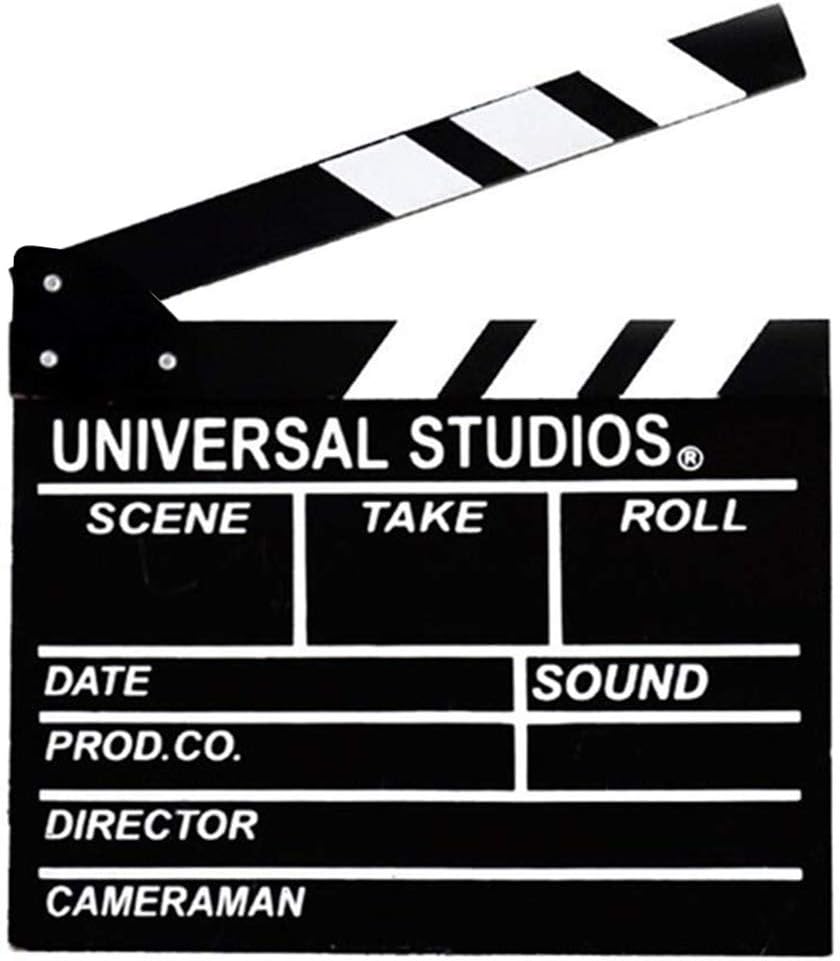 BigOtters Movie Film Clap Board, Hollywood Clapper Board Wooden Film Movie Clapboard Accessory with Black & White