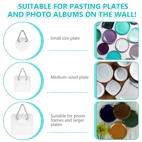 Image of Ptwola Wall Plate Hanger Display Holder Invisible Vertical Plate Holder Picture Adhesive Hooks Hanging Sticky Hanger for Home Kitchen Decorative Plastic Plates Photo Frame Wall Art (30)