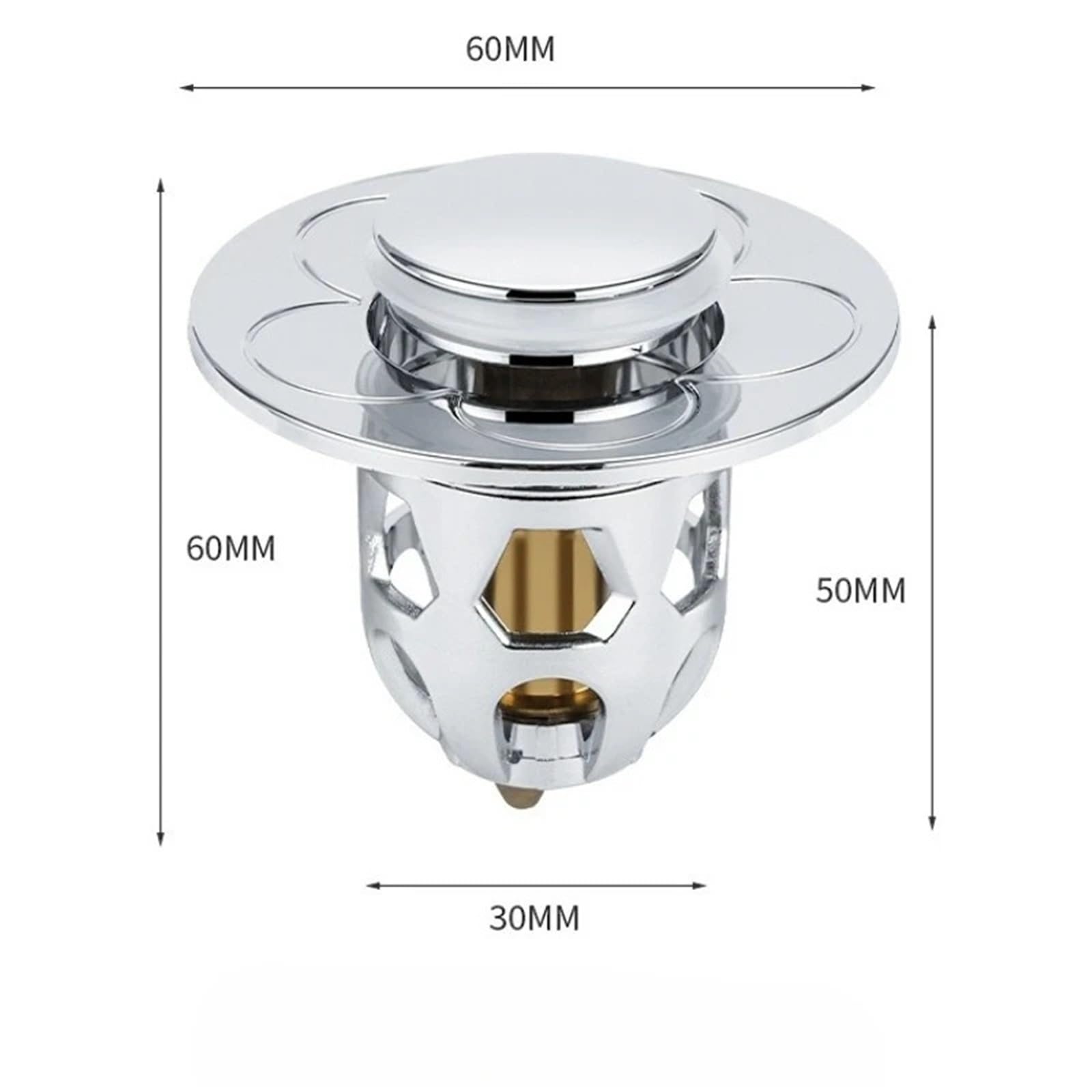 Waschbeckenstöpsel 30-40mm Universal Pop-Up Drain Stopper ABS Electroplated Shell Copper Core Anti-Odor Insect Proof for Bathroom Sink Washbasin