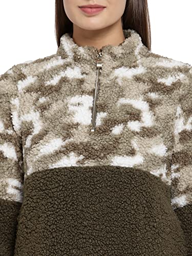 Image of Juelle Women Textured Black High Neck Fleece Sweatshirt