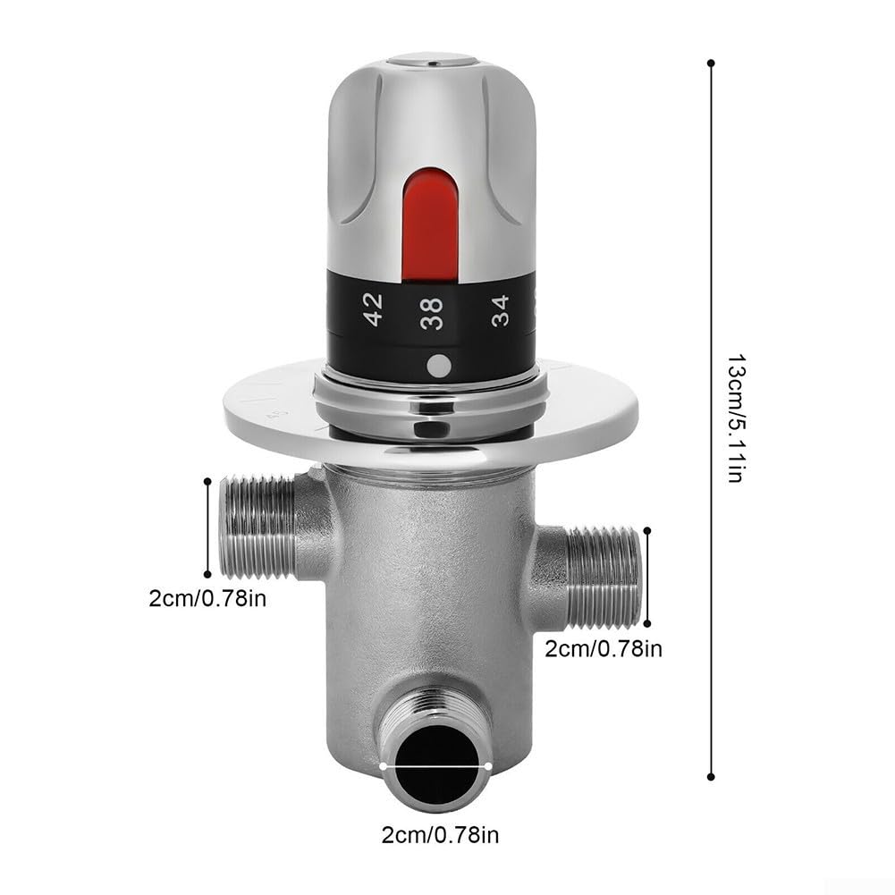 Válvula mezcladora termostática con Cartucho de latón Cromado para Agua fría y Caliente, Control de Temperatura G1/2 para Ducha, Lavabo, bidé, Pieza de Grifo de baño
