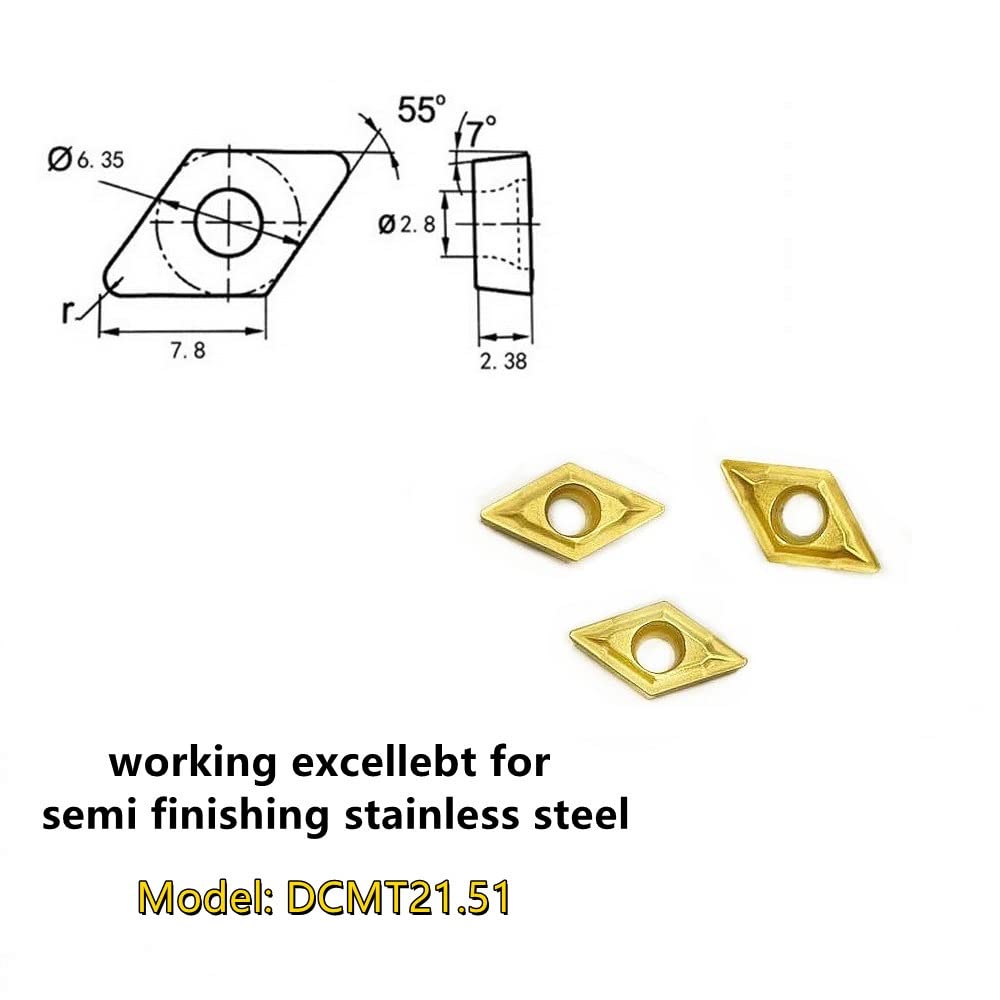 20 Inserti In Metallo Duro Per Tornio DCMT21.51 DCMT070204 – Per Acciaio Inox