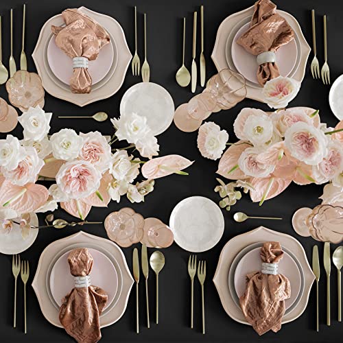 Mceast 4 Pieces Black Satin Tablecloth 102 X 58 Inch Black Satin Table Overlay Cover Rectangular Bright Silk Tablecloth For Party, Wedding, Banquet Table Decoration #TOP5