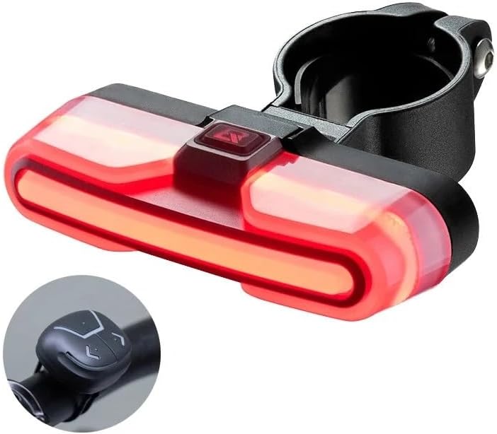 REX01 Smart Brake Sensing Bike Taillight 500mAh Battery 5 Light Modes Rechargeable IPX6 Waterproof Bicycle Rear Light with Wireless Remote for Cycling