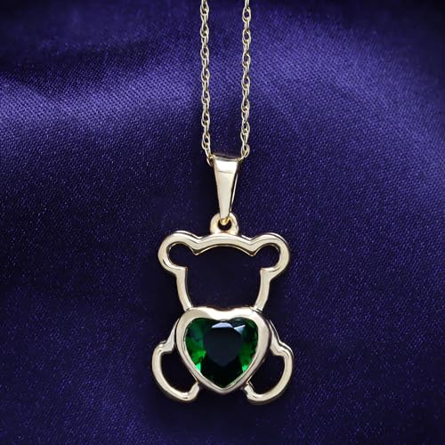 AFFY Teddy Bear Pendant Necklace for Women, 14K Gold Over 925 Sterling Silver with Heart-Shaped Simulated Birthstone, Cute Love Jewelry Gift with 18" Rope Chain4