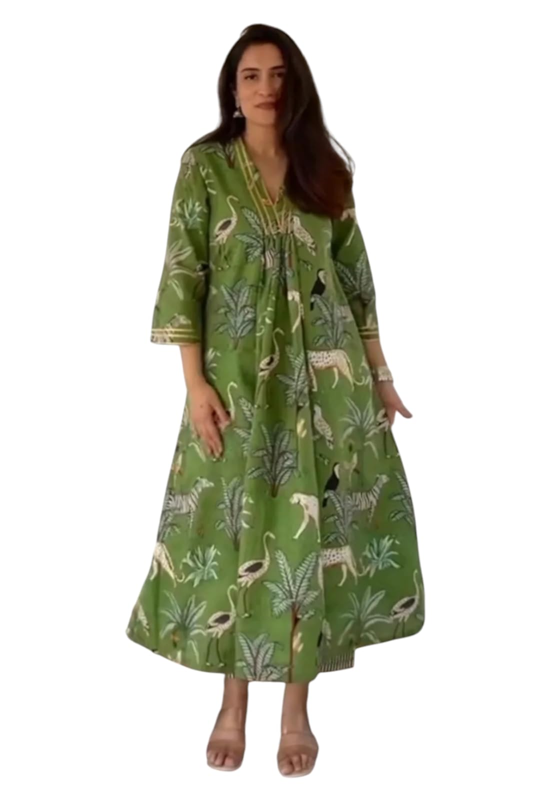 lookmark Women's Viscose Rayon Printed Stitched Kurta with Pant | Green Color Kurta Set | Kurta with Pant Set for Woman | Printed Kurta Set-picture-26
