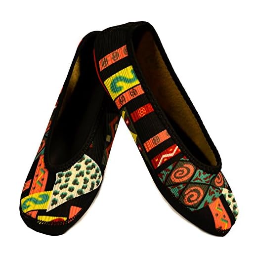 Nufoot Womens Ballet Slipper Shoes - Lined Non-Slip Flats - Patchwork - Large