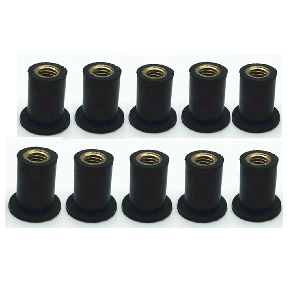 Woetwoat 10x M4/M5/M6 Motorrad Windschutzscheibenmutter, Gummimuttern Motorrad Windschutzscheibe Schraube Befestigungsmuttern Windschutzscheiben Wellenmutter (Straight cylinder, M5)