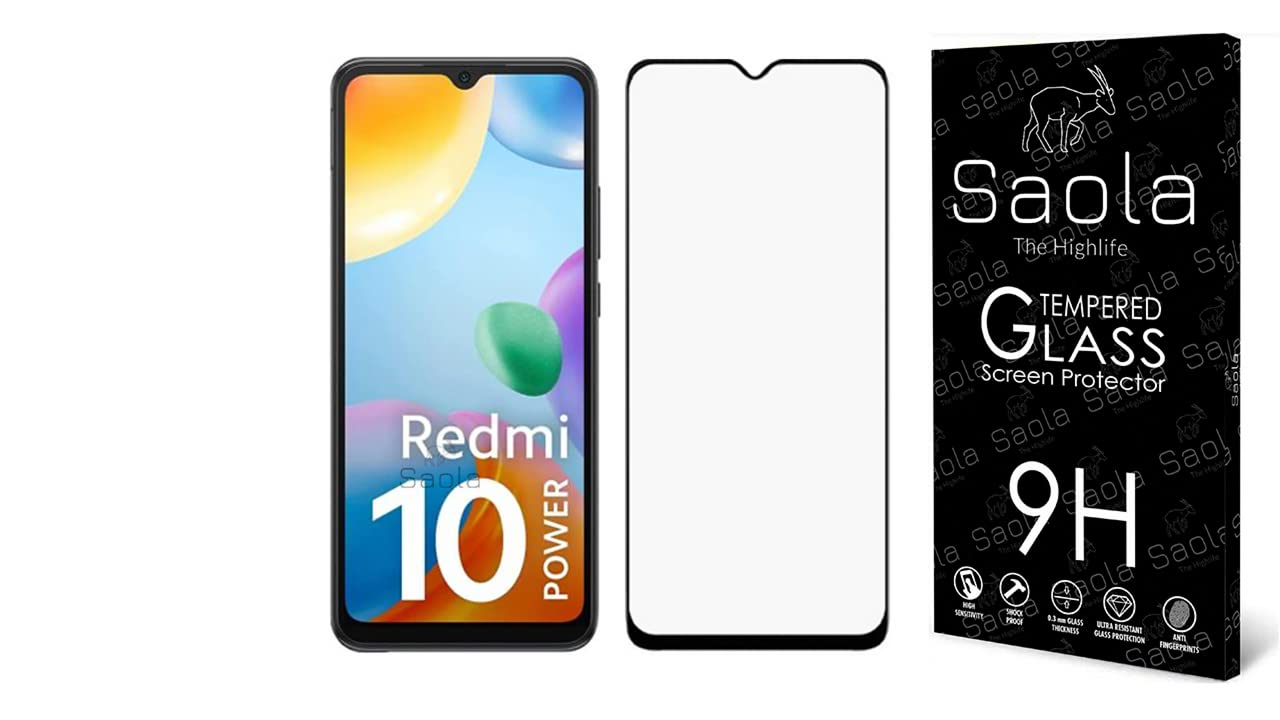 Saola Tempered Glass 11D Tempered Glass For Xiaomi Redmi 10 Power Smartphone(Pack Of 1)With Free Installation Kit. Full Screen Protector. If Received Damaged-6.7 Inch
