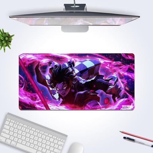 Image of Demon Slayer Tanjiro Kamado Anime Large Extended Mouse Pad for Laptop Desktop PC Gaming Desk Mat Rubber Base Desk Pad