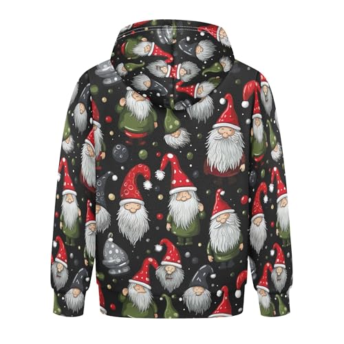 Kids Hoodies Sweaters Christmas Xmas Gnome Dwarfs Hooded Sweatshirts with Big Pockets for Boys Girls B04004462