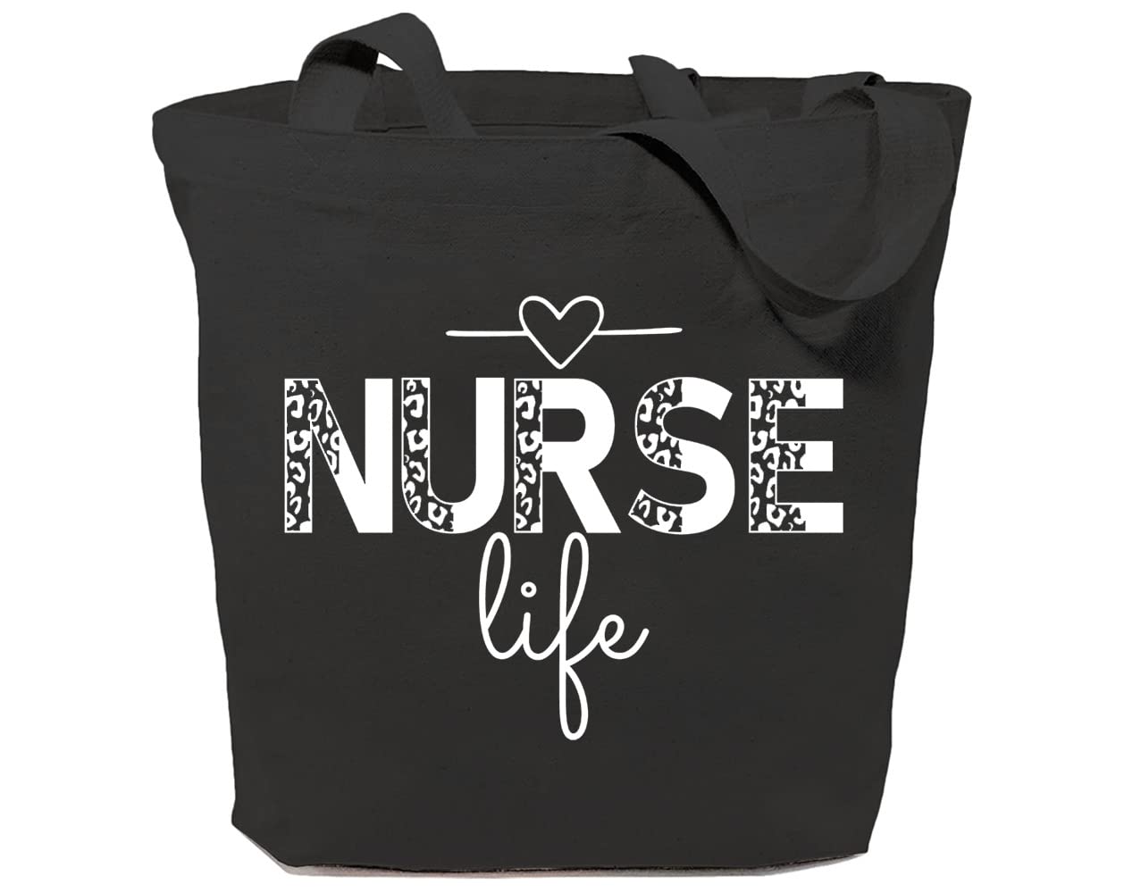 GXVUIS Nurse Life Canvas Tote Bag for Women Aesthetic Leopard Print Reusable Grocery Shoulder Shopping Bags Nurses Gifts