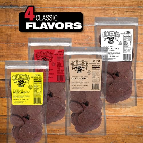 Image of Old Trapper Double Eagle Beef Jerky, Hot & Spicy Flavor, 21 Ounce Package, Natural Wood Smoked Meat Snacks, 10 Grams of Protein and 80 Calories per Serving (Pack of One)