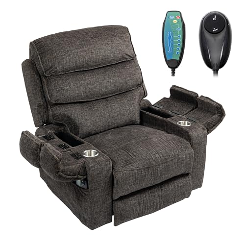 27in Extra Wide Power Lift Recliner Chair for Big Tall with Extended Footrest Heat Massage, Oversized Electric Lift Recliner Chairs for Adults Elderly Seniors, Arm Storage & Cup Holders