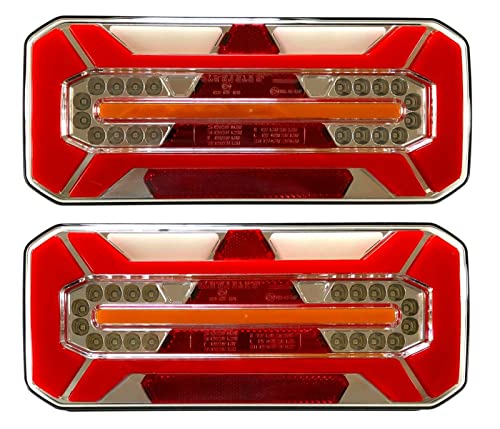 MelTruck 2 luces LED traseras 12 V/24 V para camiones, remolques y caravanas, universal, 7 funciones, IP66/68, izquierda y derecha, luz trasera E20
