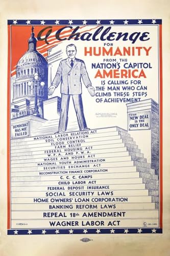 Laminated FDR Poster New Deal Wall Art Franklin Roosevelt Campaign Portrait Quotes American Retro Vintage Depression Era President Election Artwork Dcor Poster Dry Erase Wall Art 12x18